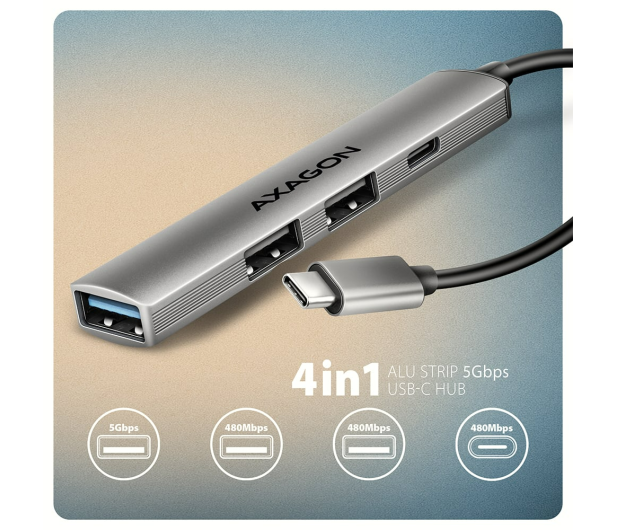 Axagon HUE-STC ALU STRIP USB-C 4 port hub - 1485469 - zdjęcie 3